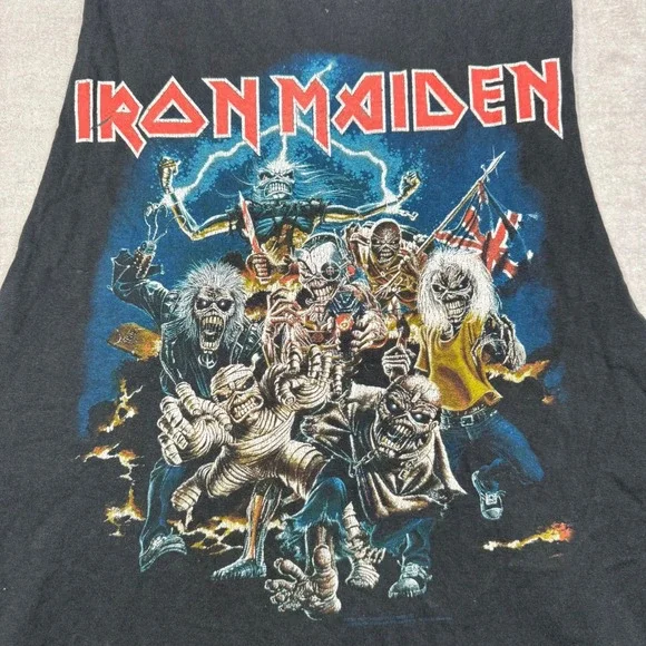 Iron Maiden Shirt Mens Large Black Vintage Y2K Best Of The Beast Metal Cut Off - Picture 2 of 11
